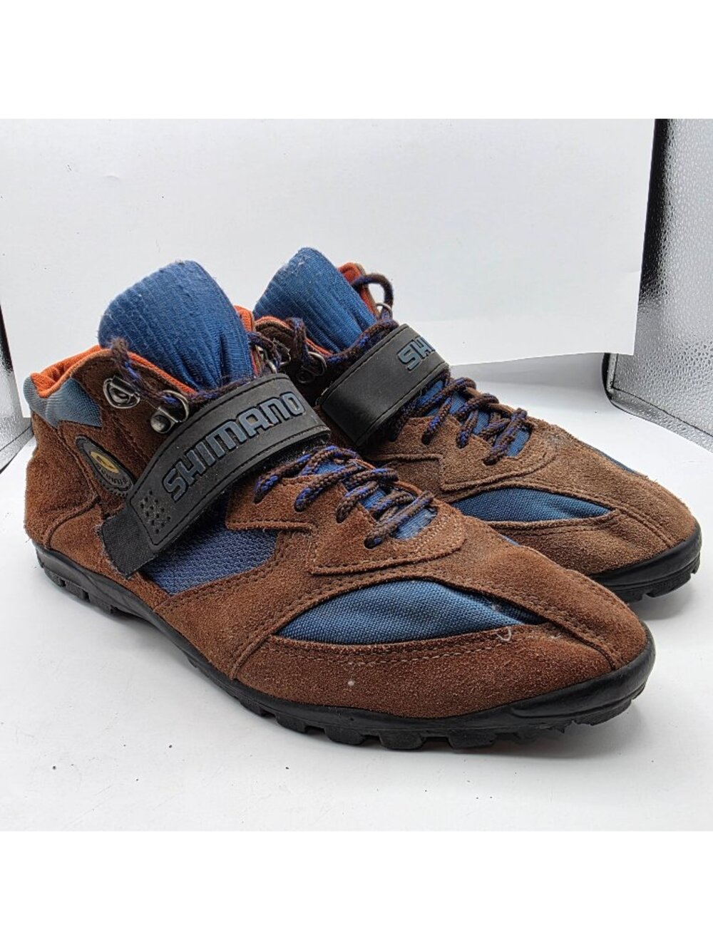 Shimano SH-M055 Mens Cycling Shoes Size 46 Brown Blue MTB Performance Lace Up